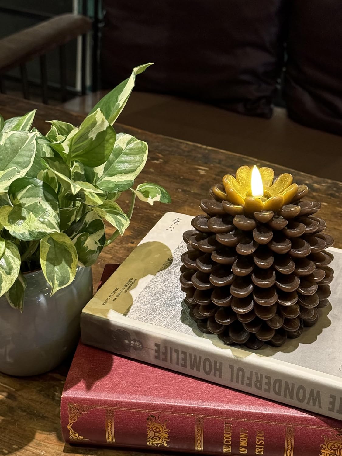 ✨Versatile for Multiple Scenarios! Flameless Pinecone Candles, Suitable for Christmas Decor, Daily Ornaments, Holiday Gifting