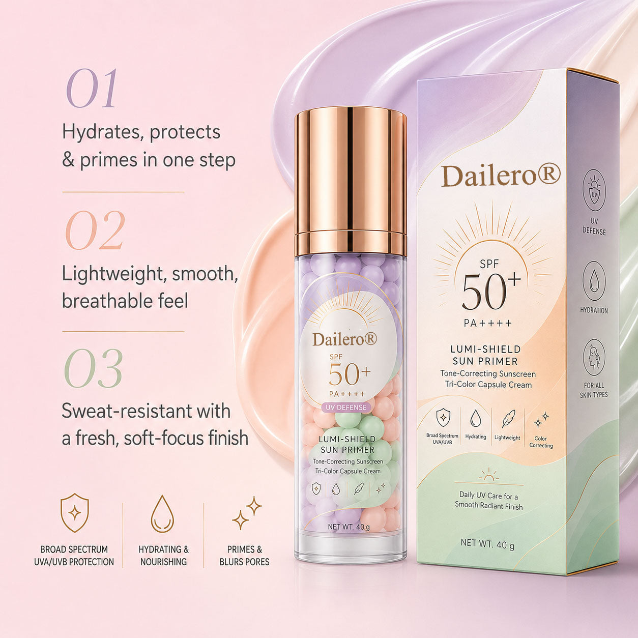 Dailero® Three-Color Protective Isolation Cream with SPF 50 Coverage