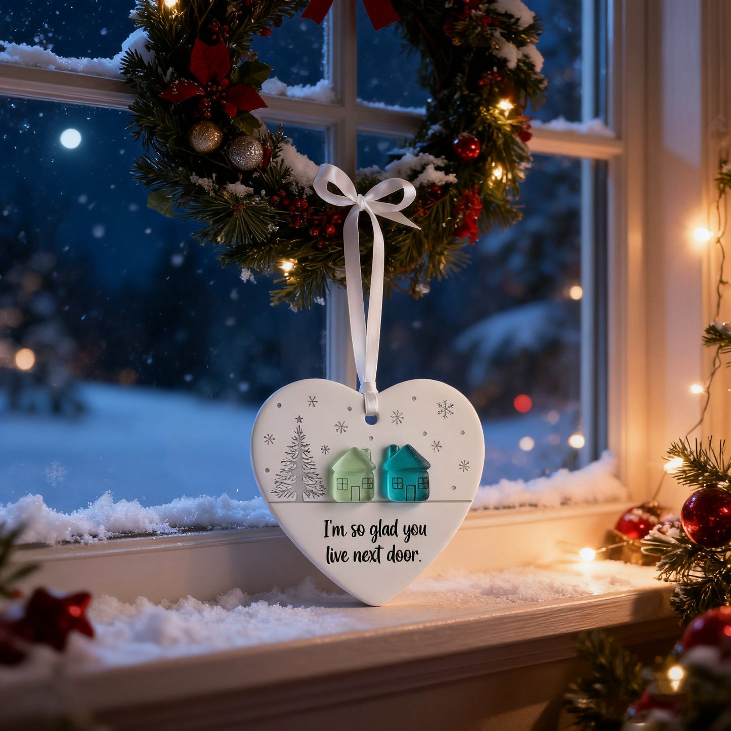 🏠Last Day 49% OFF -💝"I'm so glad you live next door" Christmas Heart-shaped Ornament