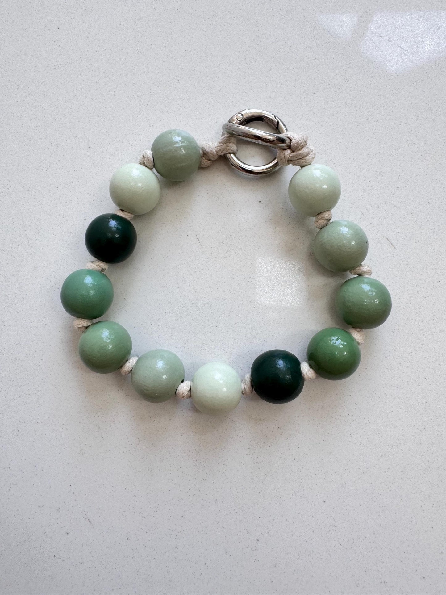 Handmade Green Wooden Beaded Phone Wrist Strap