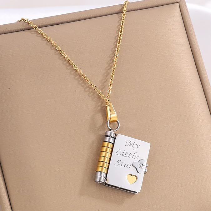 📿My Little Star Book Necklace for Daughter, Birthday Day Gift Graduation Jewelry of Love💖