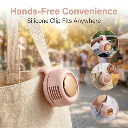 ❄️Mini Bladeless Clip Fan –5H Battery Life🔋Portable Rechargeable Silent Cooling Fan with 3 Speeds & 360° Rotation-AUX