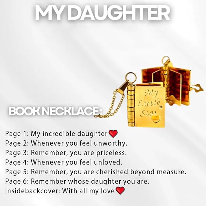 📿My Little Star Book Necklace for Daughter, Birthday Day Gift Graduation Jewelry of Love💖