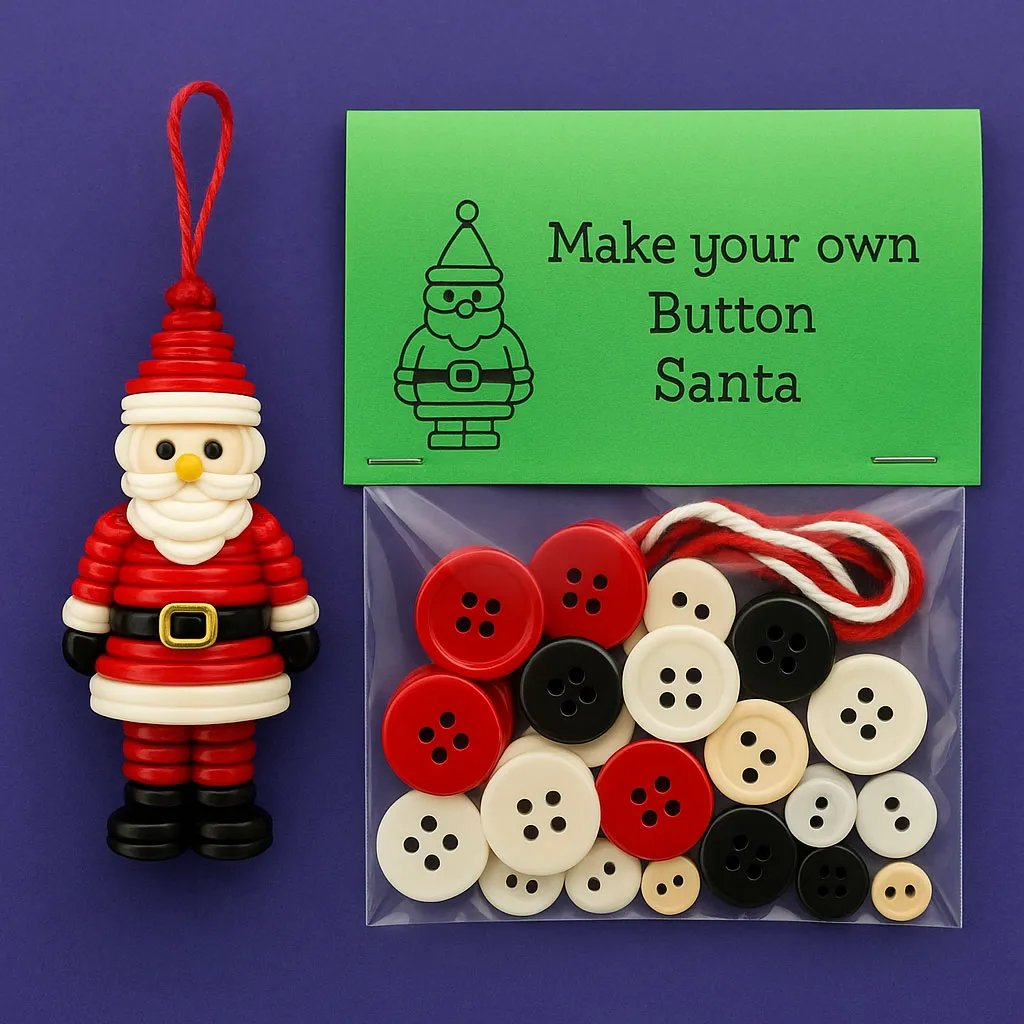 ☃️ DIY Button Snowman Ornament Kit– Handmade Charm for Your Gift