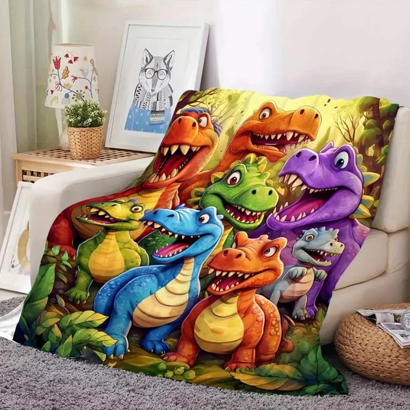 🔥LAST DAY PROMOTION SAVE 49%-Cute Dinosaurs HD Digital Print Flannel Blanket
