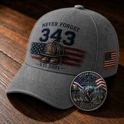 🧢Never Forget 343 Memorial Cap 🎁 Buy the Cap Get the Matching Tribute Coin FREE