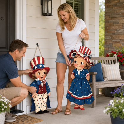 🔥Hot Sale 49% off🌟Patriotic Wooden Hanging Door Signs