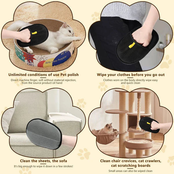 Pet Hair Removal Anti-Static Gloves - Highly Effective, Soft Silicone Material, Washable and Reusable (Home + Car Use)