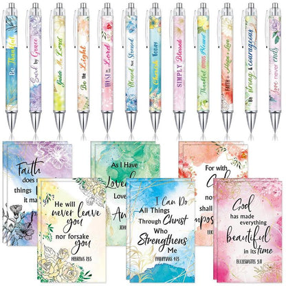 LAST DAY SALE 49% OFF✝️Christian Gifts Set: Motivational Pens & Bible Verse Notebooks – Inspire Your Faith Journey🌸
