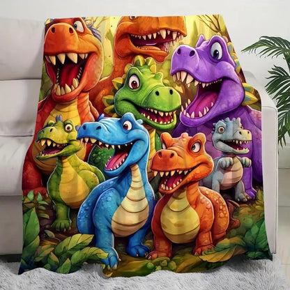 🔥LAST DAY PROMOTION SAVE 49%-Cute Dinosaurs HD Digital Print Flannel Blanket