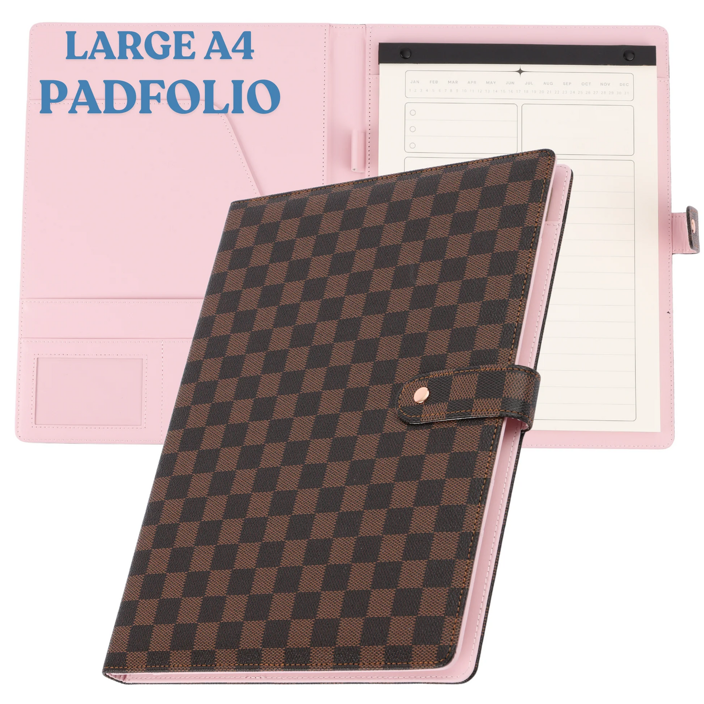Checkered Portfolio with A4 Legal Notepad