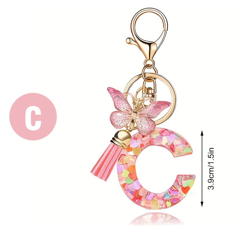🔥 49% OFF Holiday Sale! 🎁Butterfly Letter Keychain Tassel Design Vibrant Durable Lightweight Gift