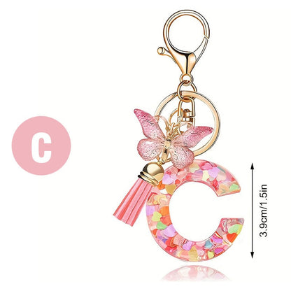 🔥 49% OFF Holiday Sale! 🎁Butterfly Letter Keychain Tassel Design Vibrant Durable Lightweight Gift