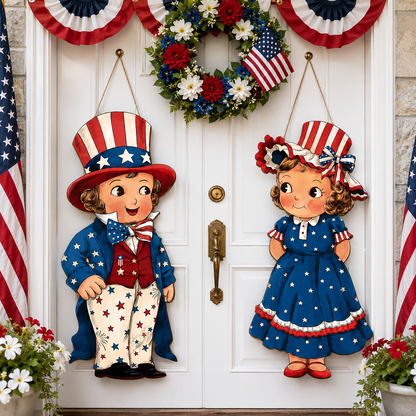 🔥Hot Sale 49% off🌟Patriotic Wooden Hanging Door Signs