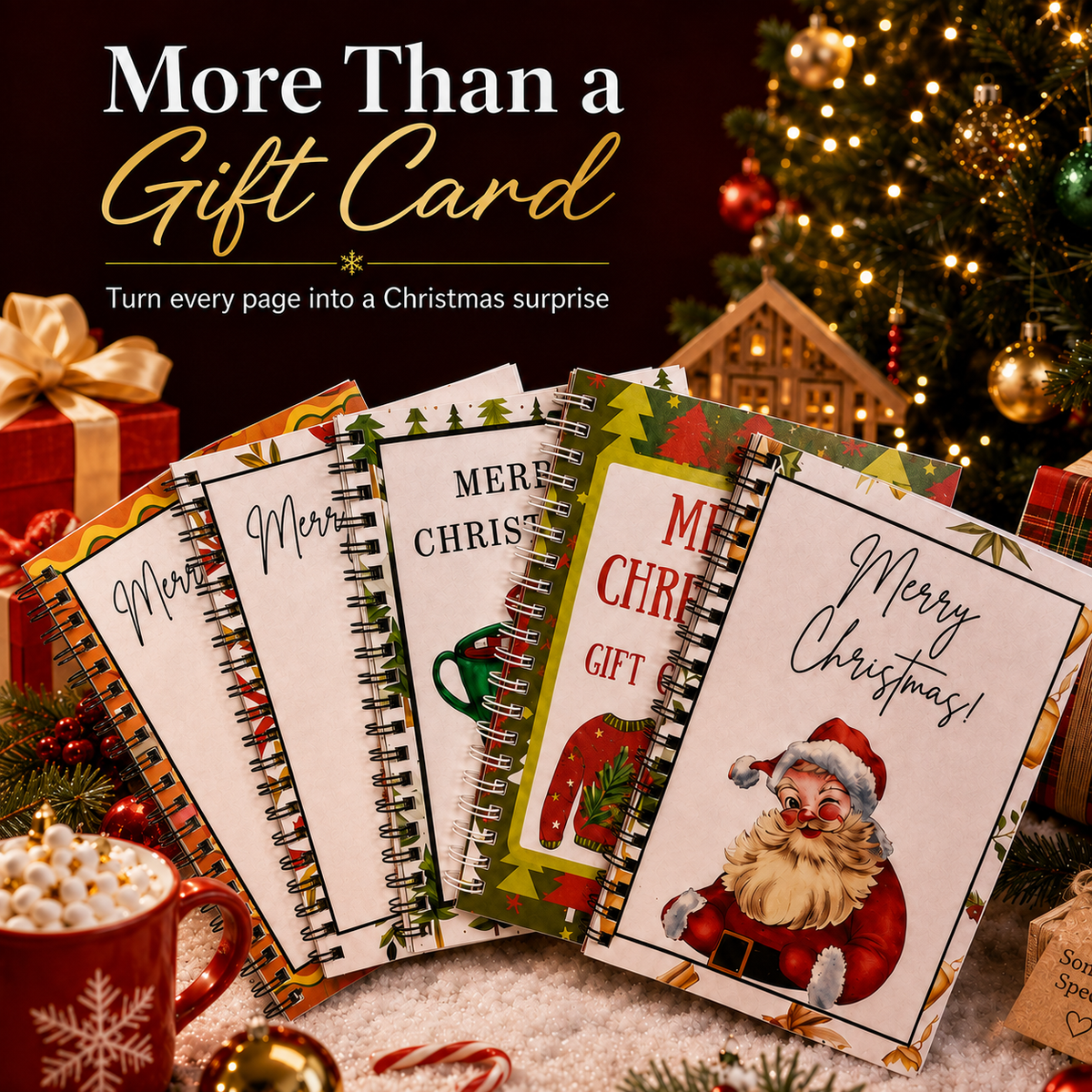 🎄📚Christmas Gift Card Book - 🎁Surprises On Every Page📚Hardcover & Durability Line