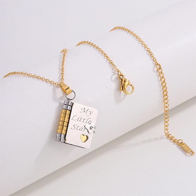 📿My Little Star Book Necklace for Daughter, Birthday Day Gift Graduation Jewelry of Love💖