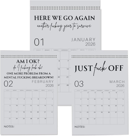 🌟Fuck It 2026 Spiral Bound Wall Calender – Practical & Full of Spirited Charm🌟