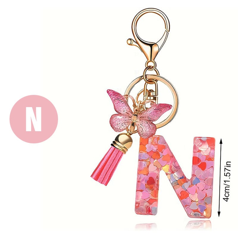 🔥 49% OFF Holiday Sale! 🎁Butterfly Letter Keychain Tassel Design Vibrant Durable Lightweight Gift