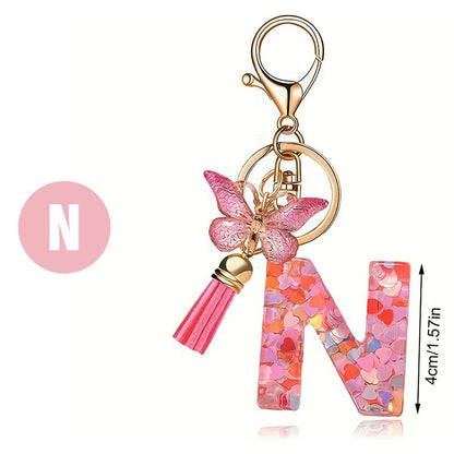 🔥 49% OFF Holiday Sale! 🎁Butterfly Letter Keychain Tassel Design Vibrant Durable Lightweight Gift