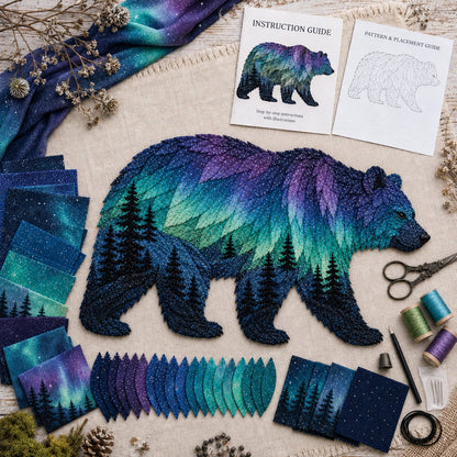 🐺Last Day 49% OFF - 🌌🐺Northern Lights Wildlife DIY Patchwork Kit