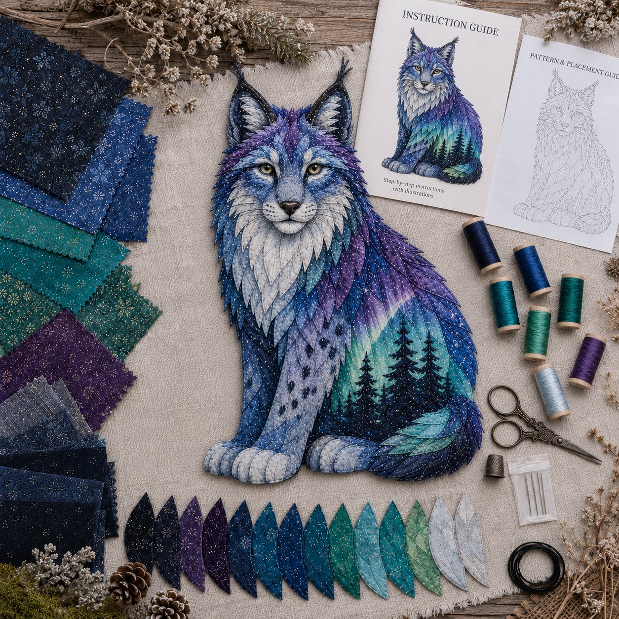 🐺Last Day 49% OFF - 🌌🐺Northern Lights Wildlife DIY Patchwork Kit