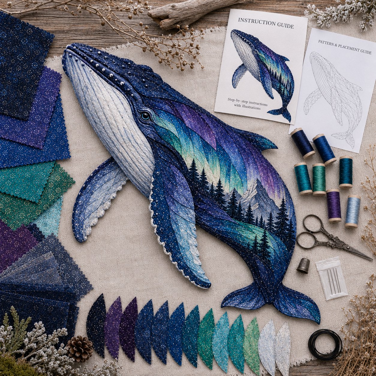 🐺Last Day 49% OFF - 🌌🐺Northern Lights Wildlife DIY Patchwork Kit