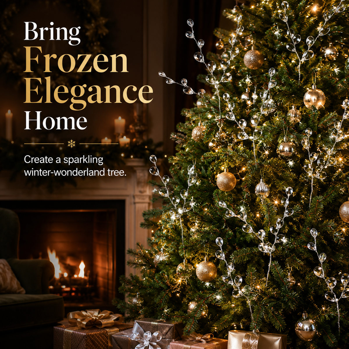 Designer Christmas Look on a Budget: Luxury Frozen Crystal Branches ❄️