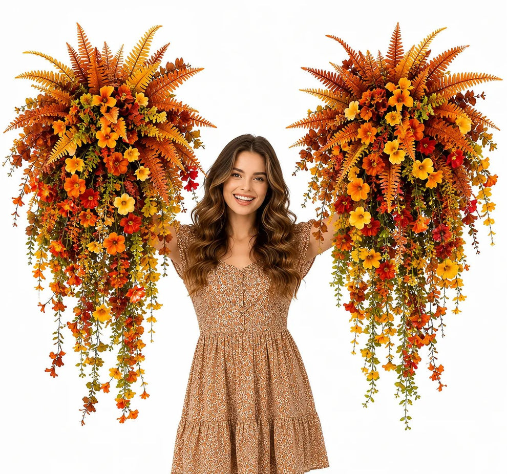 🔥 TODAY ONLY 50% OFF | Real-Touch Autumn Hanging Basket — Instant Fall Porch Decor (No Watering!)