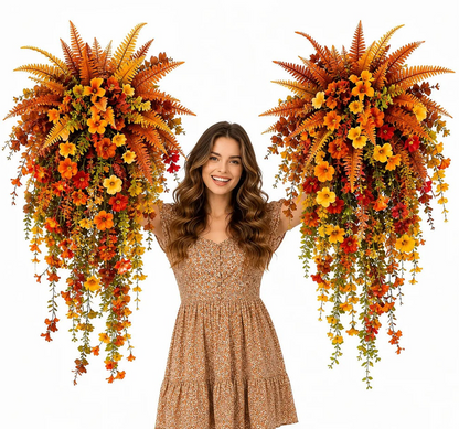 🔥 TODAY ONLY 50% OFF | Real-Touch Autumn Hanging Basket — Instant Fall Porch Decor (No Watering!)