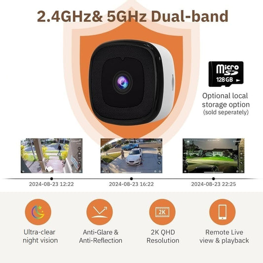 3MP 2K Window Camera,2.4GHz & 5GHz WiFi Indoor Cameras for Home Security with High-definition Color Night Vision,Person & Motion Detection,24/7 Recording,Easy & Quick Install