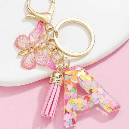 🔥 49% OFF Holiday Sale! 🎁Butterfly Letter Keychain Tassel Design Vibrant Durable Lightweight Gift