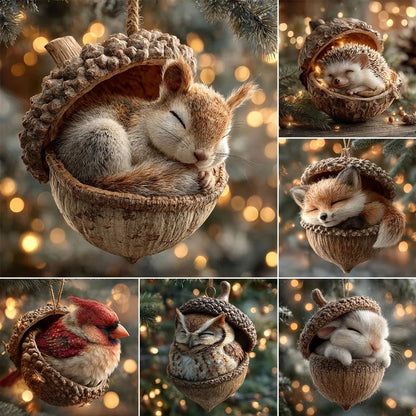 🎁❤️ Forest Animal Acorn Ornaments – Cozy Forest Christmas Ornaments