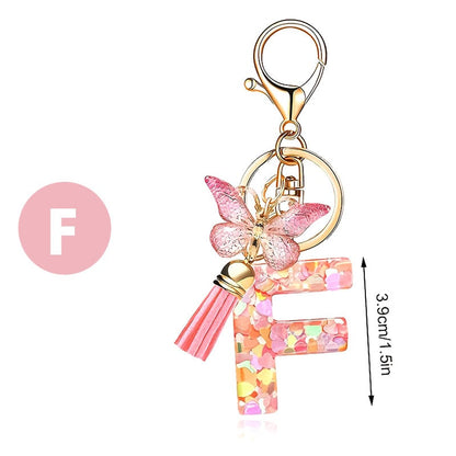 🔥 49% OFF Holiday Sale! 🎁Butterfly Letter Keychain Tassel Design Vibrant Durable Lightweight Gift