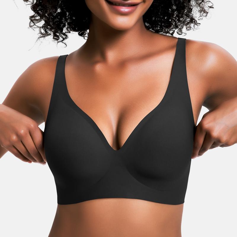 🎁🔥Womens Comfortable Wireless Bras Push Up Bralettes Seamless Tshirts Bras Deep V Everyday Bras