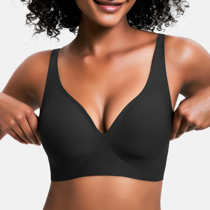 🎁🔥Womens Comfortable Wireless Bras Push Up Bralettes Seamless Tshirts Bras Deep V Everyday Bras