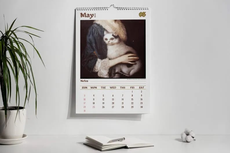 Last Day 49% OFF - 🔥Boxing Day Promotion📅Weird cats in renaissance 2026 Wall Calendar