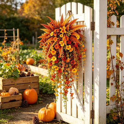 🔥 TODAY ONLY 50% OFF | Real-Touch Autumn Hanging Basket — Instant Fall Porch Decor (No Watering!)