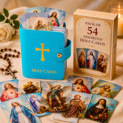 ✝️ Catholic Holy Card Holder – Pocket Prayer Card Organizer with Snap Closure