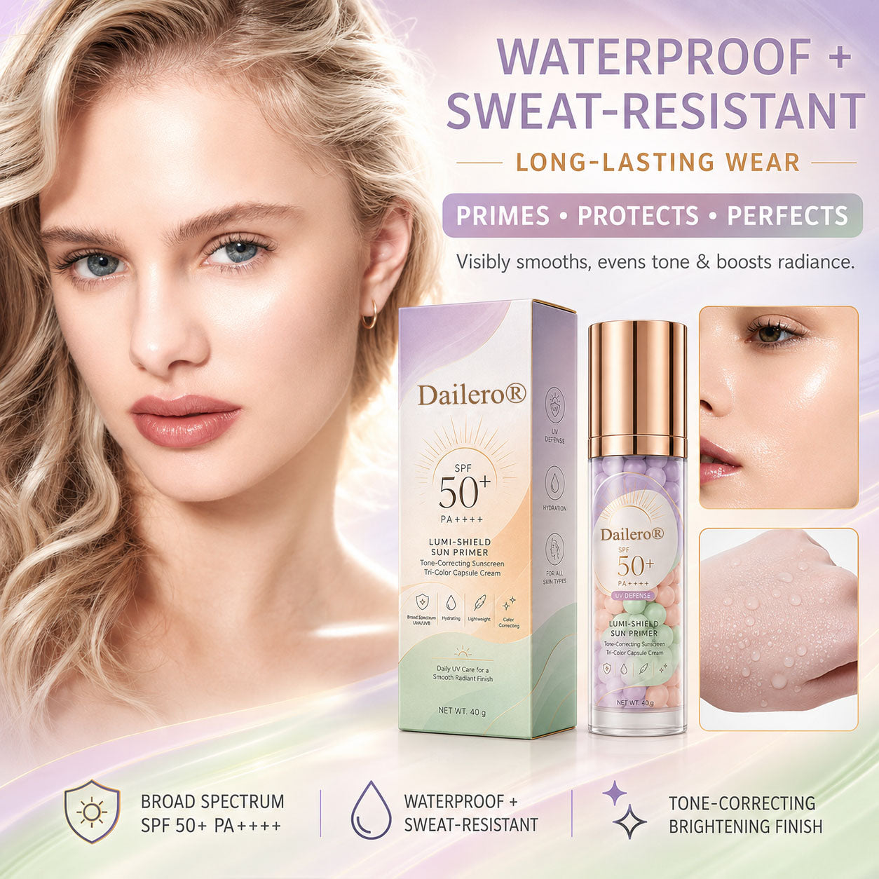 Dailero® Three-Color Protective Isolation Cream with SPF 50 Coverage