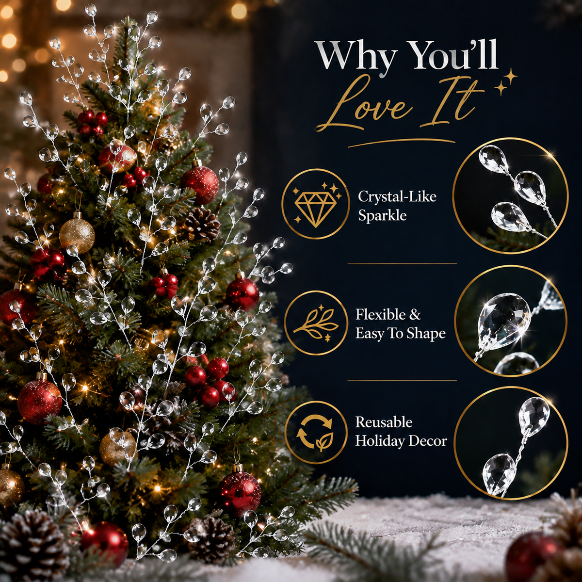 Designer Christmas Look on a Budget: Luxury Frozen Crystal Branches ❄️