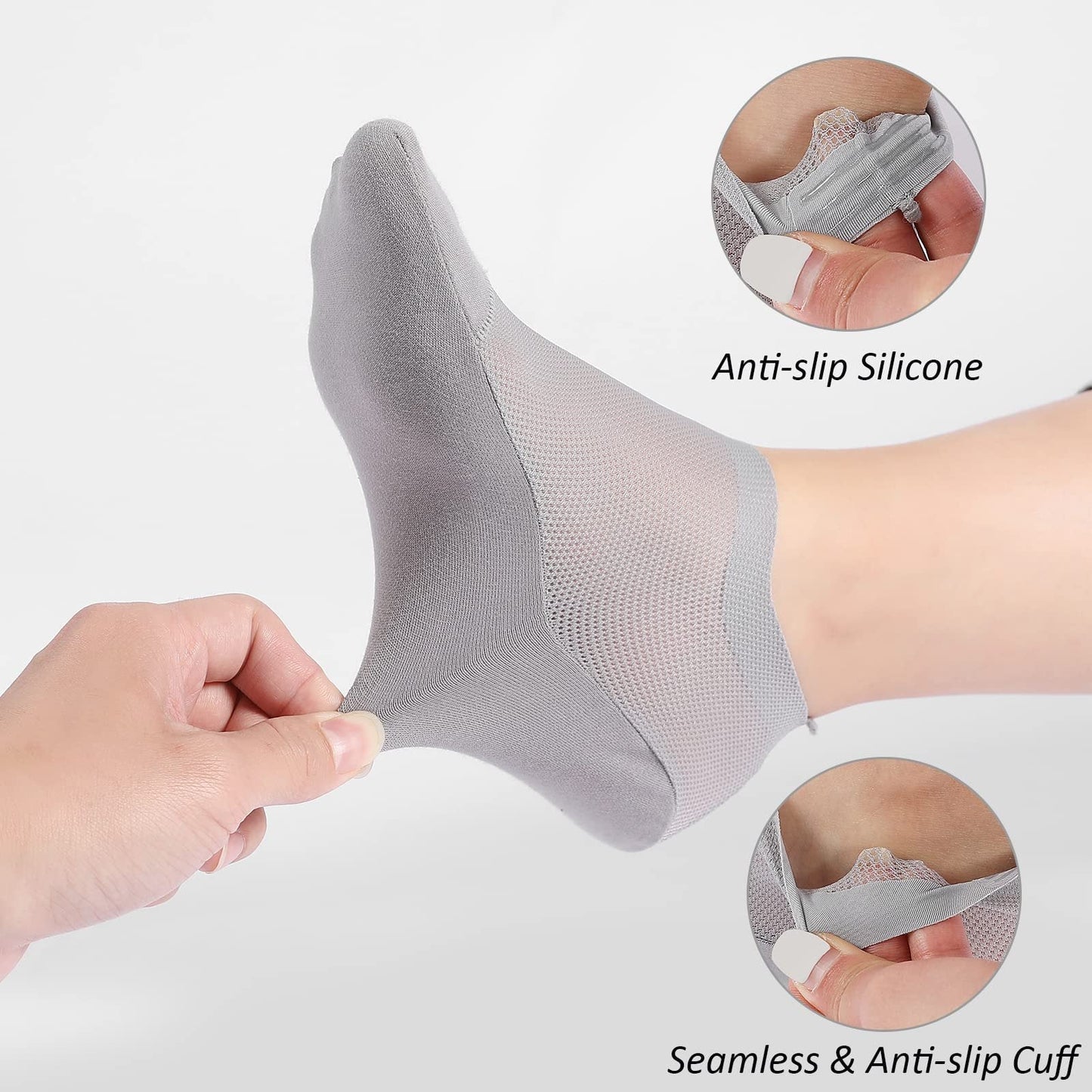 🔥 6-Pair Invisible Grip Socks Pack 🧦 – Breathable Low-Cut Anti-Slip Sweat-Absorbing Design