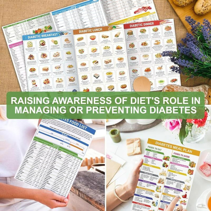 🎁Hot Sale 49% OFF - 3 Counts Diabetic Food Chart Brochure & Meal Planner - Low GI Foods, Calories, Glycemic Index, and Vitamin Chart