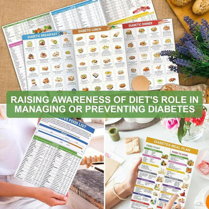 🎁Hot Sale 49% OFF - 3 Counts Diabetic Food Chart Brochure & Meal Planner - Low GI Foods, Calories, Glycemic Index, and Vitamin Chart