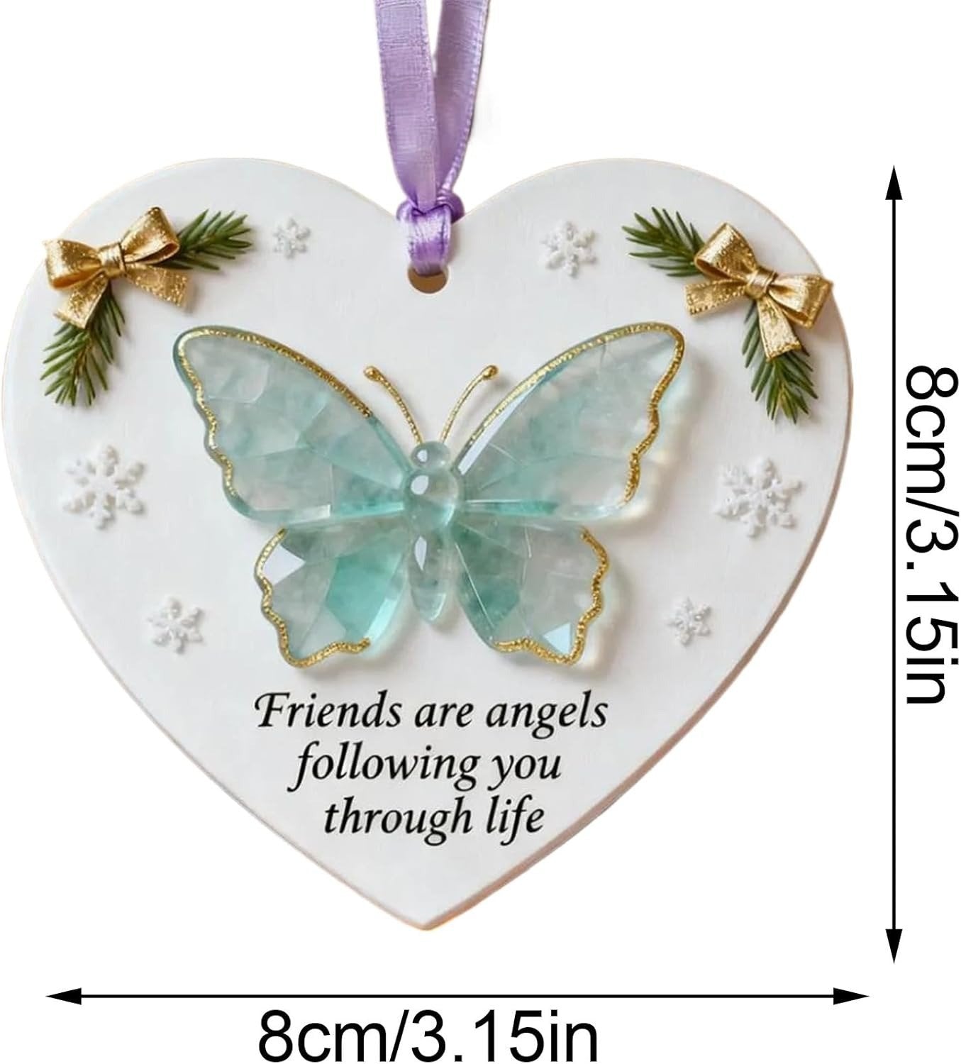🎄Friends Are Angels Butterfly Heart Ornament – 💖Meaningful Friendship Christmas Keepsake
