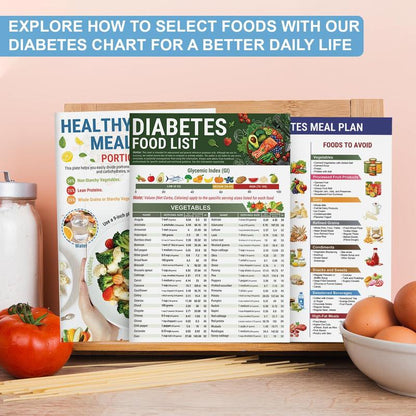 🎁Hot Sale 49% OFF - 3 Counts Diabetic Food Chart Brochure & Meal Planner - Low GI Foods, Calories, Glycemic Index, and Vitamin Chart