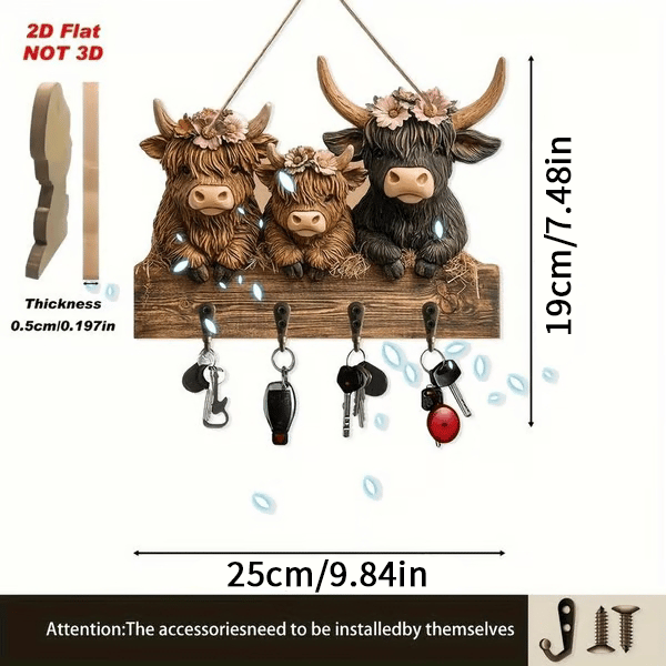 Christmas Sale 49% Off🎄Rustic Highland Cow Wooden Ornament 🐮