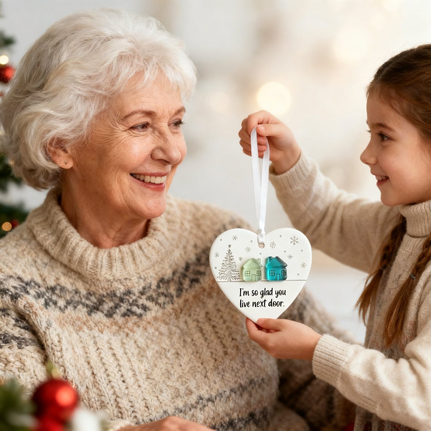 🏠Last Day 49% OFF -💝"I'm so glad you live next door" Christmas Heart-shaped Ornament
