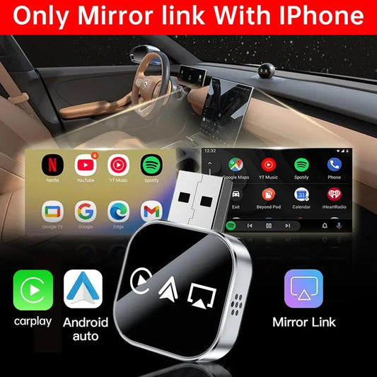 2026 Upgrade 3 in 1 Screen Mirror iOS Phone, wired to wireless Carplay adapter