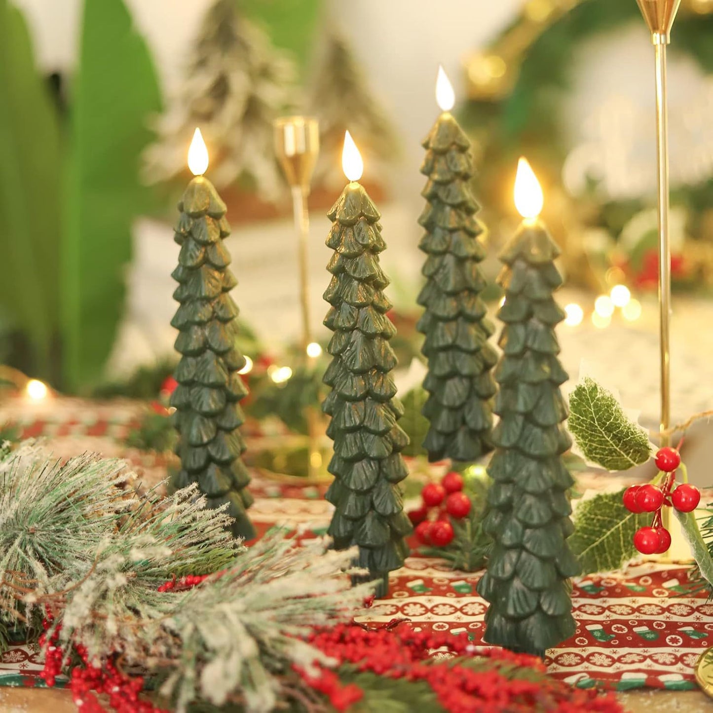LAST DAY SALE 49% OFF 🌲Christmas Tree Flameless Taper Candle Lights with Remote Control✨