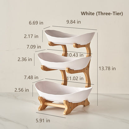 🍓2-Tier / 3-Tier Bamboo Fruit Basket with Stand – Space-Saving Countertop Organizer